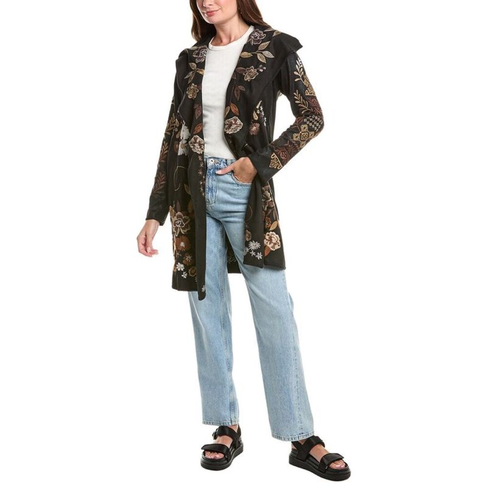 Johnny Was Womens  Biya Metallic Duster, Black